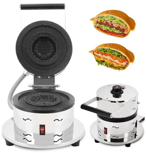 Kommerzielles Rundes Waffeleisen, 1000 W, Temperaturregelung 0–300 °c, Doppelseitige Heizung, Mit Antihaftbeschichtung, Für Den Einsatz in Der Küche Zu Hause