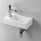 Compact Bathroom Sink Ceramic, Small Rectangle Cloakroom Basin Wall Mounted Gloss White Left Hand