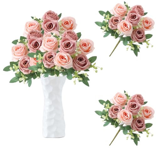 astylishome Faux Flower Bouquet Bridal Artificial Peony Silk Bouquet Pink Flowers Ideal for Weddings Bridal Home and Office Décor 4311