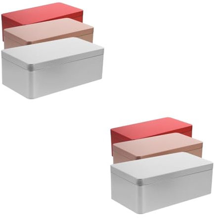 Tofficu 6 StüCk Luftdicht Teedosen FüR Losen Tee, Rechteck Aufbewahrungsbox Blechdose Mit Deckel, WeißBlech Keksdose Metall Metalldosen FüR KuchenbehäLter Kaffee Dose Teeaufbewahrung Tee BehäLter
