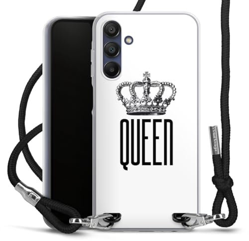 Carry Case kompatibel mit Samsung Galaxy A15 5G Hülle mit Band Handykette zum Umhängen schwarz Queen Königin Krone