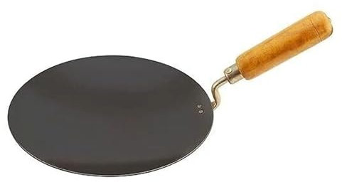MIXEL Traditional Iron Tawa Pan, Reducing The Need for Excess Oil, Long-Lasting Use, Comfortable and Secure Grip, Authentic Cooking Experiences, (11 inch)
