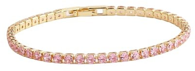 WXQZHF bracciali da Donna Fashion Simple Personality Zircon Bracciale Colore zircone Tennis Catena-zirconio Rosa Oro