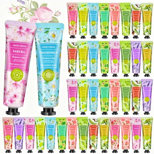 Mini crema per le mani 40 pezzi, creme mani set donna regalo 10 fragranze, set creme donna regali viaggio, set regalo per colleghe, fidanzata, compleanno, Natale, San Valentino