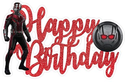 At man Happy Birthday Cake Topper Superhero Birthday Cake Topper with Helmet Design – Red and Black Acrylic Decoration for Marvel Theme Party, Movie Night, or Hero Celebration