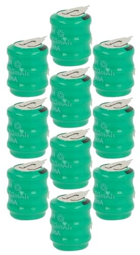 vhbw 10x NiMH Ersatz Knopfzellen-Akku Typ 3/V80H 2-Pins 80mAh 3,6V kompatibel mit Modellbau-Akkus, Solar-Leuchten UVM.