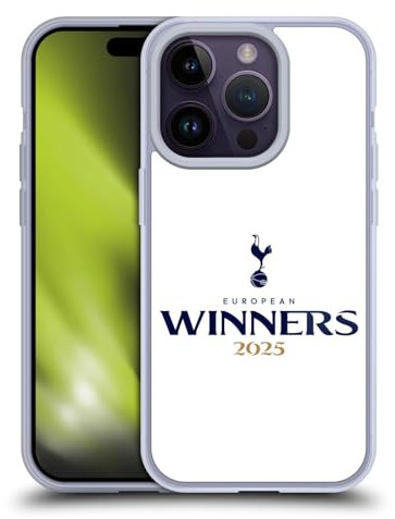 Head Case Designs Offizielle Tottenham Hotspur F.C. Weiß 2025 Europäische Sieger Gelhülle [Militärischer Schutzgrad] Kompatibel Mit Apple iPhone 14 Pro Und Kompatibel Mit MagSafe