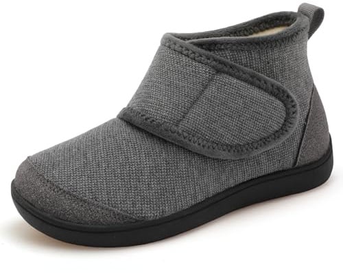 LeIsfIt Women's Warm Slipper Boots Wide Toe Box House Shoes Gray