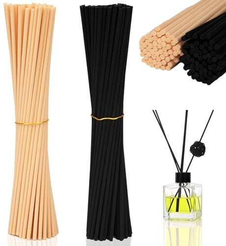 PceGan Raumduft Stäbchen, 200 Stück Natur und Schwarz Duftstäbchen, Duftstäbchen Nachfüllpack für Eine Gleichmäßige und Stabile Duftabgabe, Diffuser Stäbchen Für Schlafzimmer Badezimmer SPA