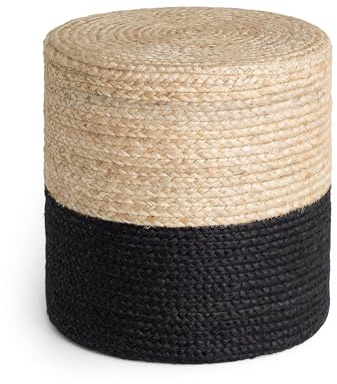 Hanse Home Jutta Jute Pouf - Natürlicher Sitz-Pouf aus Jute, Zylindrische Form im Boho Look, Hocker, Ottoman, Sitzhocker, Sitzkissen für Wohnzimmer, Esszimmer, Flur - Natur Gold Schwarz, 40x40x40