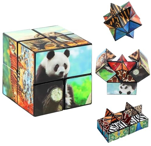 HhBdy Infinity Cube, Magic Cube Deformation Zauberwürfel Stressabbau, Zauberwürfel Original Lernspielzeug, Magischer Würfel Tiermuster für Kinder Erwachsene Geburtstagsgeschenk