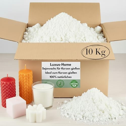 Premium Sojawachs 10Kg - natürliches Öko-Sojawachs in Stücken – Nachhaltiges Kerzenwachs für DIY -Kerzenherstellung – Vegan & biologisch abbaubar - Kerzenwachs zum Gießen - Soy Candle Wax (10Kg)