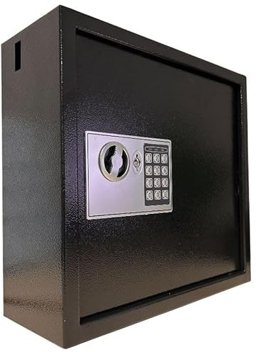 Gear4Garage 50 Key Digital Safe Electronic Keypad Battery Powered Wall Mounted with 50 Plastic Key Tags and Hooks for Offices Garages Car Dealerships Landlords and Facilities Management 350x380x140mm
