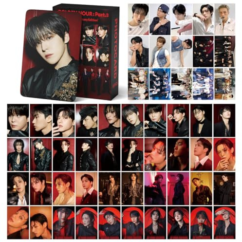 DEFGNOP Kpop Ateez Merch, Ateez Photocards, 55 Stück Lomo Card, Gold Hour Album Photocards Set, Geburtstagsgeschenk für Fans Jugendliche (A)