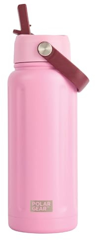 Polar Gear 740ml Insulated Water Bottle with Straw Double Wall - Fondant | stainless steel bottle, cold up to 24h, leakproof design, flip straw, flexible carry handle, scratch-resistant finish