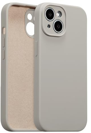 ZTOFERA Liquid Silicone Case for iPhone 14 (6.1), Stone Grey | Anti-Scratch Soft Microfiber Lining, Fresh Solid Color, Lightweight, Full Camera Protection, Shockproof Protective Cover