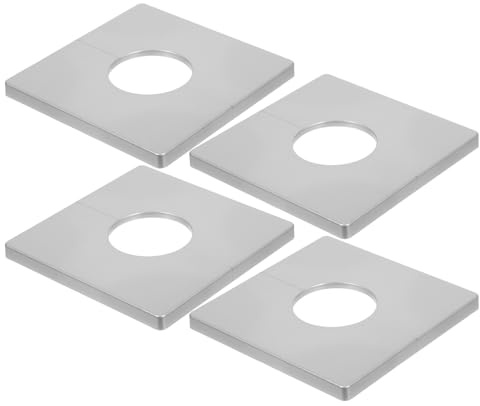 HAMPPLIES Plaque de Finition Carrée Auto-adhésive en Abs, Lot de 4 Caches-trous Muraux Décoratifs pour Tuyaux Évier, 33 Mm Argenté, Cache-tuyau Mural Polyvalent pour Salle de Bain