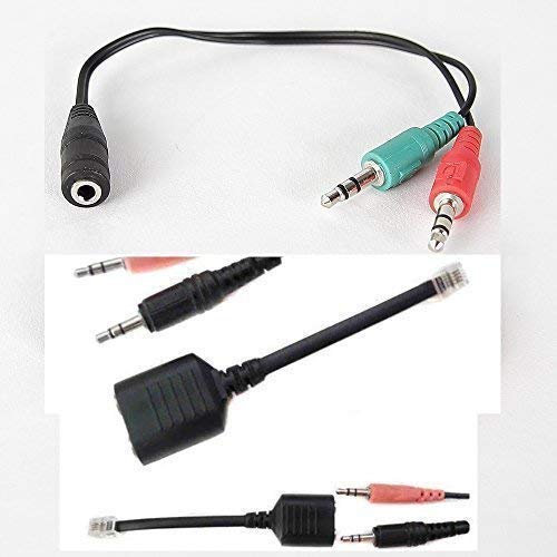 Soytich Headset-Telefon als Set, Adapter 2 x3,5mm Buchse und RJ9/RJ10 Stecker Telefonheadset (ta2)