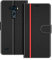 COODIO Handyhülle für LG G3, Flip Case aus Kunstleder und TPU mit Magnetverschluss, Kartenfächer, Standfunktion, Schwarz/Rot