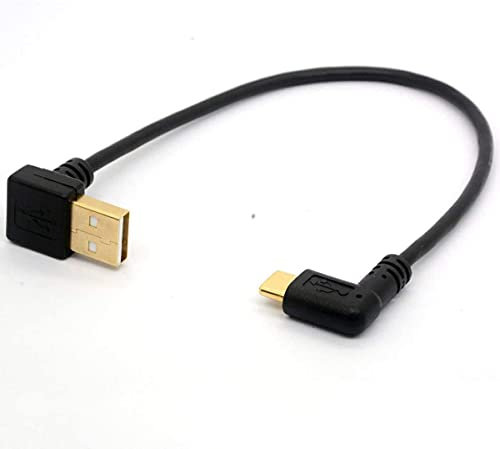 CentBest USB 2.0 90 º vers câble mâle de type C coudé vers la gauche/droite Cordon d'extension USB C plaqué or transfert de données câble de synchronisation(90°Type C- USB 2.0 UP)