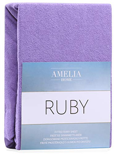 AmeliaHome Spannbettlaken 120x200-140x200 cm Frottee Baumwolle Spannbetttuch, violett