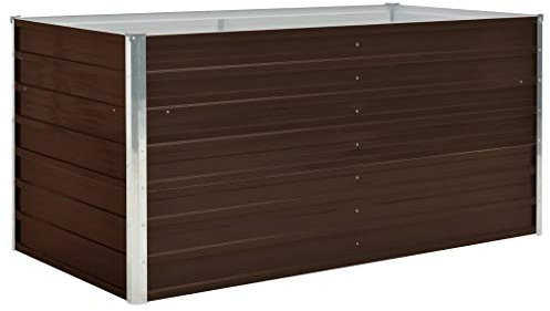 Goliraya Hochbeet Pflanzbeet Kräuterbeet Blumentopf Blumenkasten Blumenkübel Metall Gartenbeet Frühbeet Garten Blumenhochbeet für Terrasse & Garten Braun 160 x 80 x 77 cm Verzinkter Stahl
