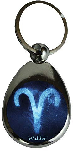 Schlüsselanhänger Einkaufschip Sternzeichen Geschenk Geburtstag Metall Silber, Fische, Widder, Stier, Zwillinge, Krebs, Löwe, Jungfrau, Waage, Skorpion, Schütze, Steinbock, Wassermann (Widder)