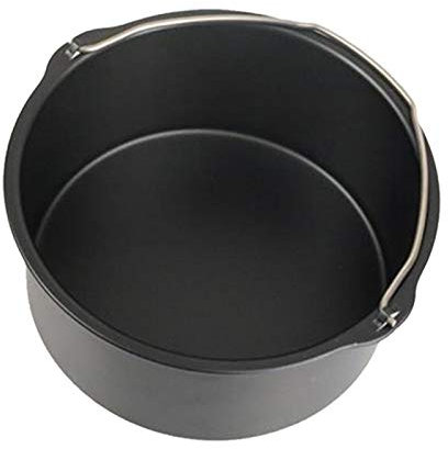 YHUS Air Fryer Accessories, Cake Barrel And Pizza Pan, Round Cake Tin, 6/7/8 inch General Air Fryer Accessories, Baking Cake Tin with Handles, Non-Stick Baking Pan (Black)(size:7 Inch)