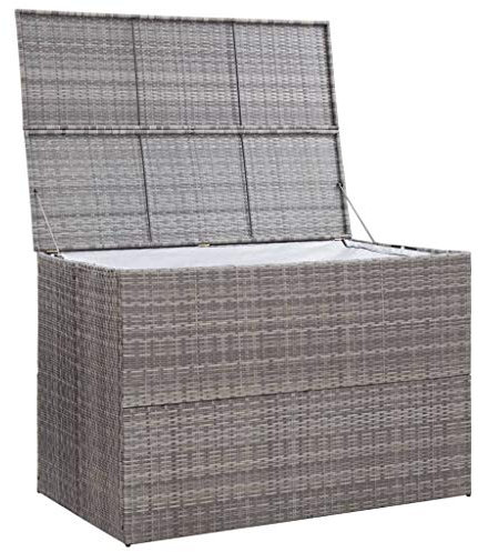 Canditree Outdoor Large Rattan Storage Box, Patio Deck Box Storage Chest for Cushions, Pillows, Garden Tools