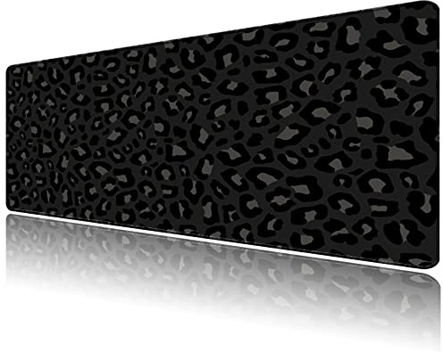 Deokke schreibtischunterlage,Großes Gaming-Mauspad (80x40 cm) mit rutschfester Unterseite,Schreibtischpad für Tastatur und Maus,für Gamer,Zuhause und Büro (G3-Schwarzer Leopardenmuster)