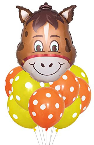 ballonfritz® Tiere Safari Bauernhof Ballon 11 tlg. Set - XXL Pferde Kopf Luftballon 50x35x20cm als Geburtstagsgeschenk, Party-Deko oder Überraschung den Kindergeburtstag