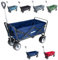 Bollerwagen faltbar Handwagen Strandwagen Transportkarre Gartenwagen mit Teleskop Griff und extra Breiten dicken Räder 360° drehbar Farbe Blau