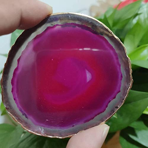 AHSKY 1Pc 6-8cm Red Agate Slice Gems Crafts Pad Coaster Cup Mug Glass Coffe Holder Pad Quartz Onyx Stone Mat Decor Plates