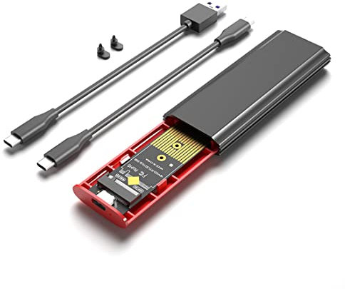 meialla M2 SSD NVME Enclosure M.2 USB 3.1 SSD Box Case per M.2 PCIe NVMe M Key 2230/2242/2260/2280 Adattatore Senza Attrezzi, Nero