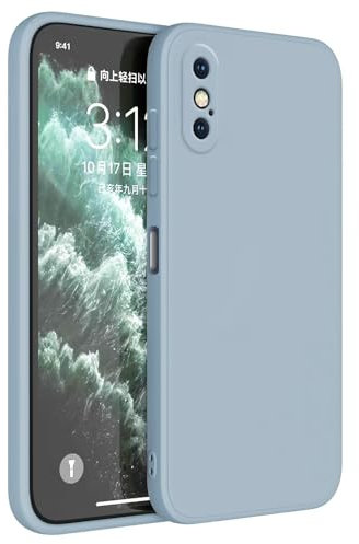 Topme Coque pour iPhone X/iPhone XS (5.8 inches) Etui Housse, Protecteur de Peau en Silicone TPU - Bleu fumé