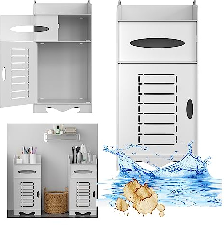 HSHa 60CM Height Bathroom Storage Cabinet Floor Standing Waterproof PVC Units White for Bathroom, Bedroom, 60x25.5x25.5cm
