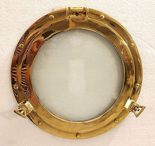 ANTIQUE HANDICRAFT HUB 12 Porthole Ship Boat Brass Porthole Window With Glass Wall Decor Gift