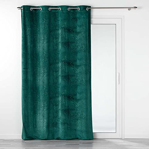 Dynamic24 Vorhang Blickdicht 140x240cm in edler Samt-Struktur Gardine Schal Ösen Verdunkelung Vorhänge Gardinen Ösenvorhang Fensterschal Dekoschal für Wohnzimmer Schlafzimmer (Grün)