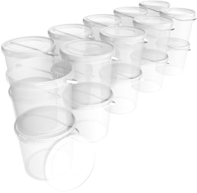 20 Eimer mit Deckel 10l Transparent Rund | Kunststoff Eimer Lebensmittelecht, luftdicht und stabil | Leer Eimer mit Griff und Deckel für Lebensmittel Chemie Waschpulver Klebstoffe geeignet