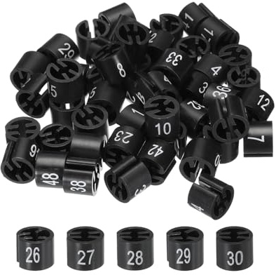 QUARKZMAN Set mit 50 Stück Kleiderbügel-Marker Nummer 1-50 schwarz | farbige Kleidergrößenmarkierungen, Etiketten für Kleidungsstücke, Zur Farbcodierung von Kleidung