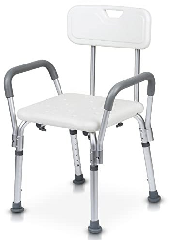 Daromigo Duschhocker 36-51cm Höhenverstellbar Duschstuhl, Stabil Duschhilfe,Anti-Rutsch Duschsitz,Badhocker mit Rückenlehne und Armlehne, Badsitz für Senioren, Schwanger