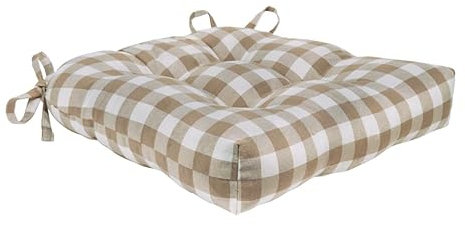 Generisch VcJta Klassisches Gingham-Karo-Kissen-Set – 6-teiliges Kissen im Landhaus-Stil für gemütliches Esszimmer in der Küche (Leinen/Beige)