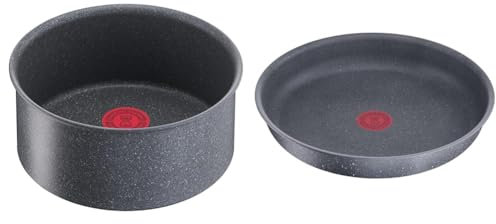 Tefal Ingenio Casserole 20 cm, 2,1 L, Induction,Revêtement antiadhésif, Empilable & Ingenio Poêle 28 cm, Induction, Revêtement antiadhésif, Empilable, Compatible lave-vaisselle