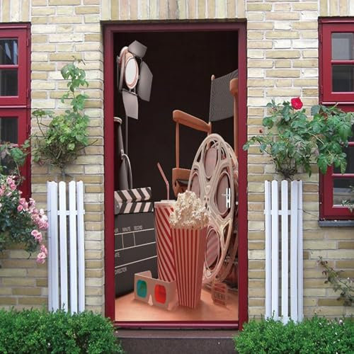 Türtapete Selbstklebend 85x215 cm Türfolie Selbstklebend Kino Türaufkleber Türposter Kinoraum Türsticker Fototapete 3D Effekt für Schlafzimmer Wohnzimmer Küche A5913