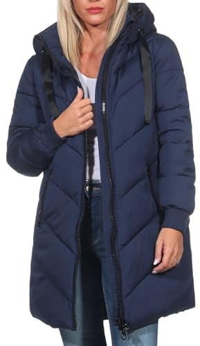 JDY Damen Steppjacke JDYSkylar Padded gesteppter Parka mit Kapuze 15207784 Naval Academy/Black M