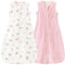 Nivolltha Super Weich 2er 0.5 TOG Baby Schlafsack, 100% Baumwolle Premium Qualität Sommerschlafsack Baby 6-18 Monate, Blume und Rosa, Größe M