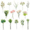 ROLLWAY 55 unidades de flores artificiales de seda y artificiales, ramo de flores artificiales, ramas de eucalipto y flores artificiales como reales, ramo de flores artificiales para manualidades,