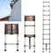 10.5ft/3.2M Telescopic Ladder Multi-Purpose Extension Loft Ladder Stainless Steel Extendable Portable Folding 11 Step Ladders with Spring Loaded Locking Mechanism, Max Load 150kg/330lb