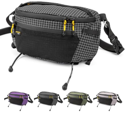 HIKEMAN Gürteltasche für Rucksack, leichte Handytasche, große Kapazität und wasserdichte Bauchtasche, multifunktionale Outdoor-Tasche zum Wandern, Laufen, Reisen, Radfahren, Schwarz, Large, Casual