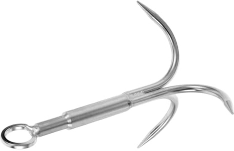 HONMEET Gancio Rampino Design Resistente e in Metallo Inossidabile a 3 Artigli per Pesca Ancoraggio Barche e Recupero Acqua